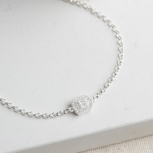 Glorria 925k Sterling Silver Baguette Bracelet Glorria 925k Sterling Silver Baguette Bracelet