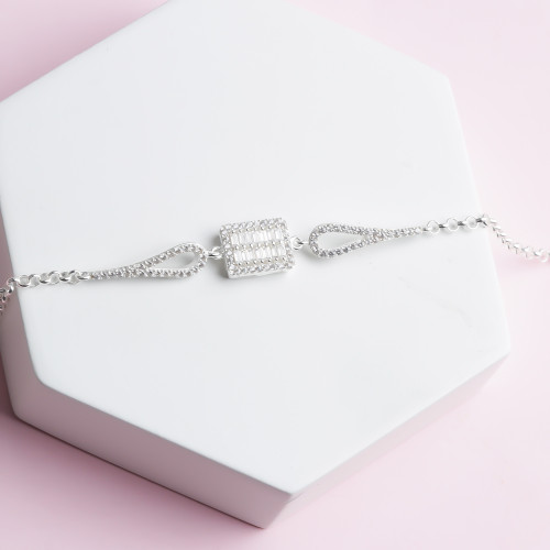 Glorria 925k Sterling Silver Baguette Bracelet Glorria 925k Sterling Silver Baguette Bracelet