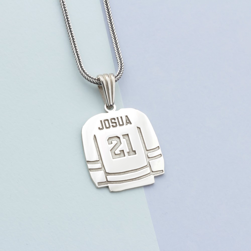 Glorria 925k Sterling Silver Personalized Name and Jersey Number Ice Hockey Necklace Glorria 925k Sterling Silver Personalized Name and Jersey Number Ice Hockey Necklace