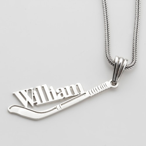 Glorria 925k Sterling Silver Personalized Name Ice Hockey Stick Necklace Glorria 925k Sterling Silver Personalized Name Ice Hockey Stick Necklace