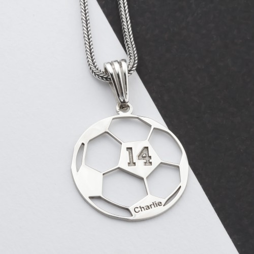 Glorria 925k Sterling Silver Personalized Name and Number Football Necklace Glorria 925k Sterling Silver Personalized Name and Number Football Necklace
