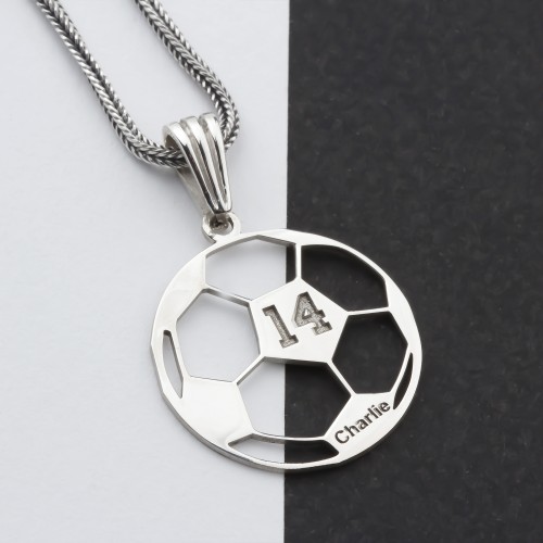 Glorria 925k Sterling Silver Personalized Name and Number Football Necklace Glorria 925k Sterling Silver Personalized Name and Number Football Necklace