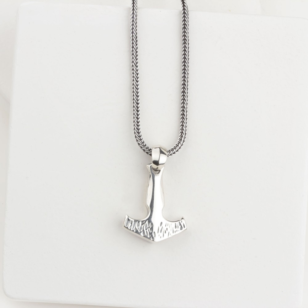 Glorria Sterling Silver Viking Mjölnir Hammer Necklace
