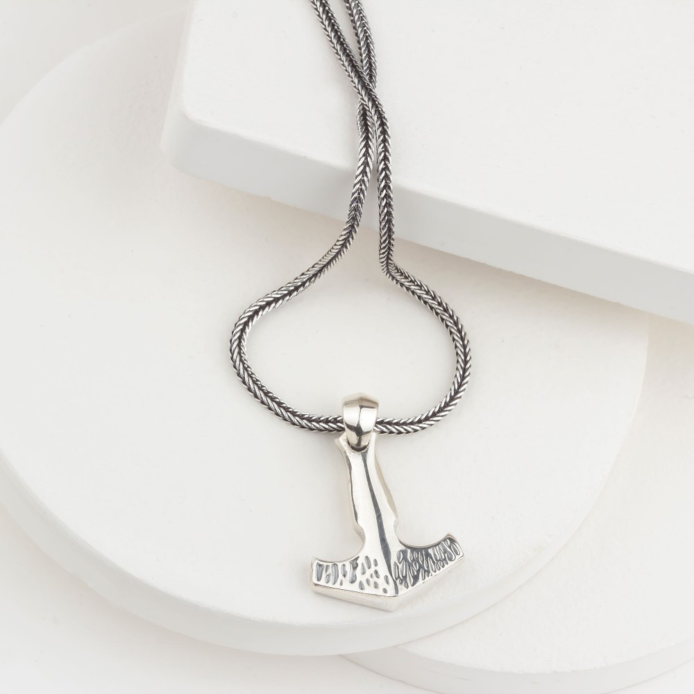 Glorria Sterling Silver Viking Mjölnir Hammer Necklace