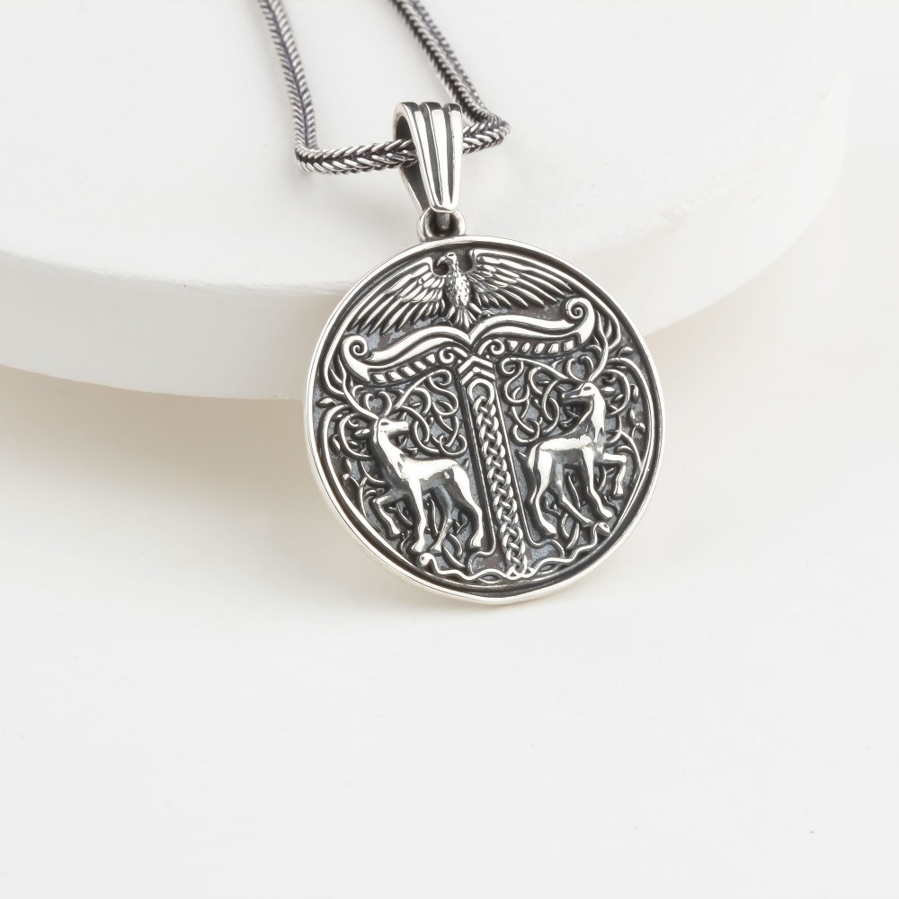 Glorria Sterling Silver Viking Medallion Necklace Glorria Sterling Silver Viking Medallion Necklace