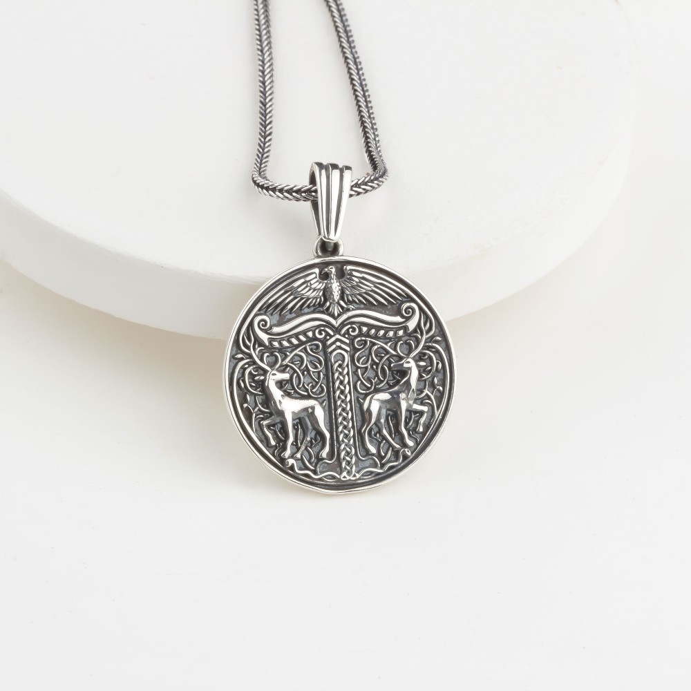 Glorria Sterling Silver Viking Medallion Necklace Glorria Sterling Silver Viking Medallion Necklace