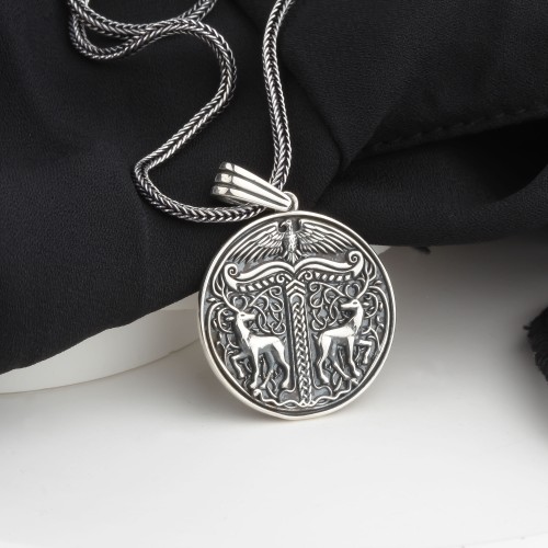 Glorria Sterling Silver Viking Medallion Necklace