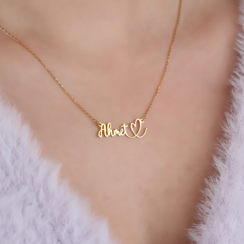 Glorria 925k Sterling Silver Personalized Name Heart Necklace