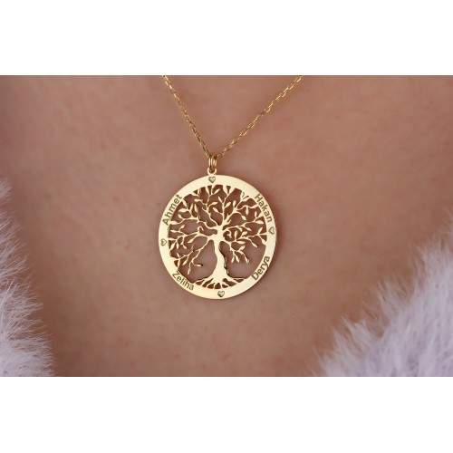 Glorria 925k Sterling Silver Personalized Name Tree of Life Necklace