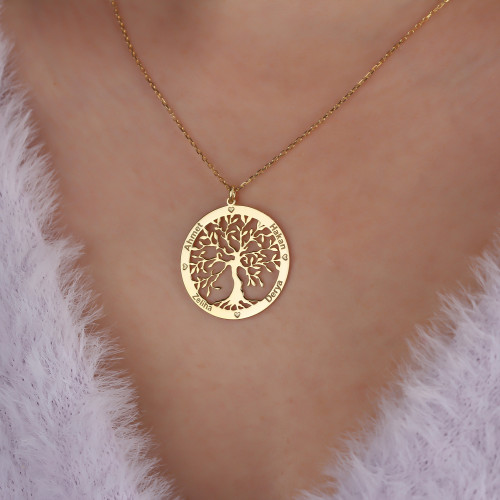 Glorria 925k Sterling Silver Personalized Name Tree of Life Necklace