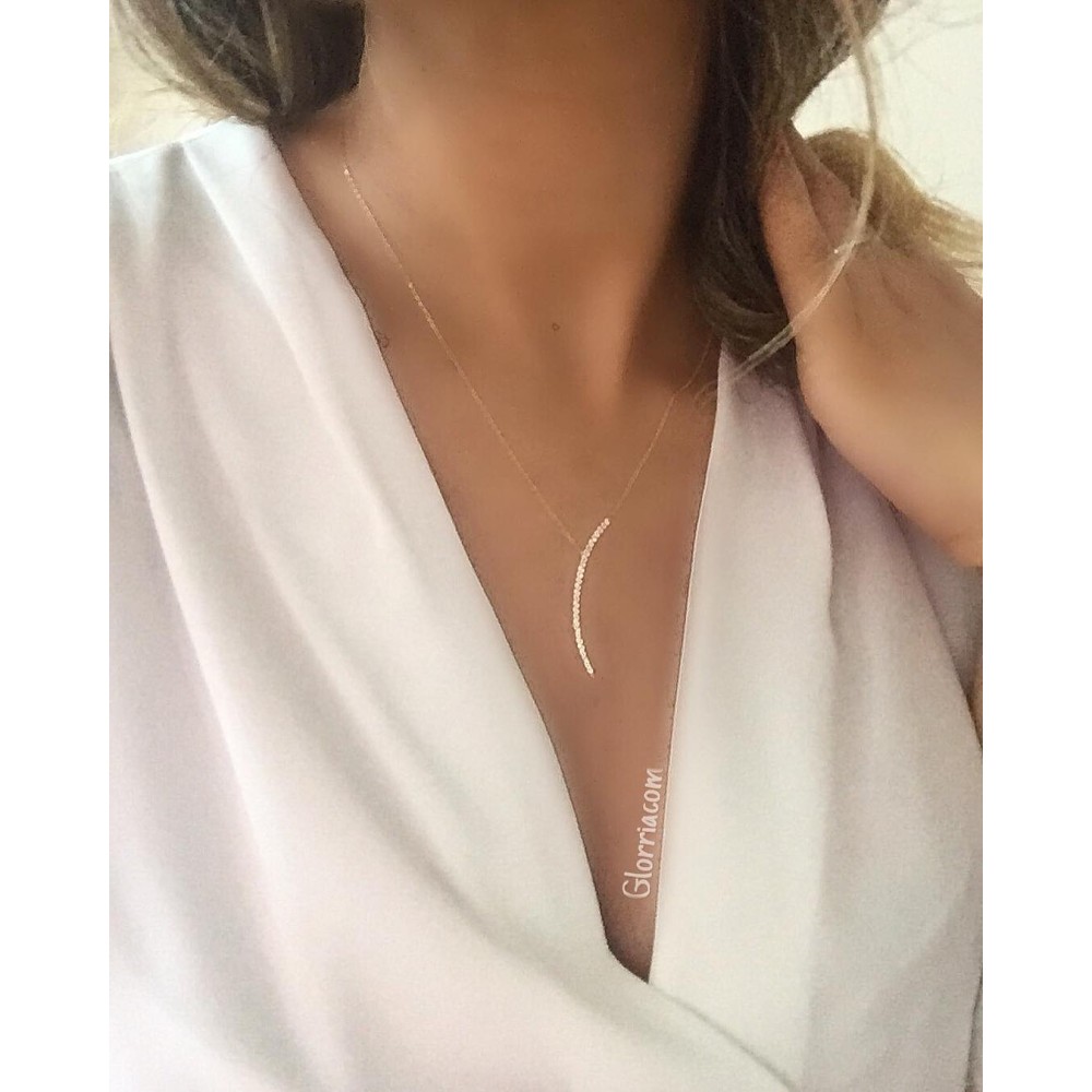 Glorria 14k Solid Gold Moon Necklace Glorria 14k Solid Gold Moon Necklace