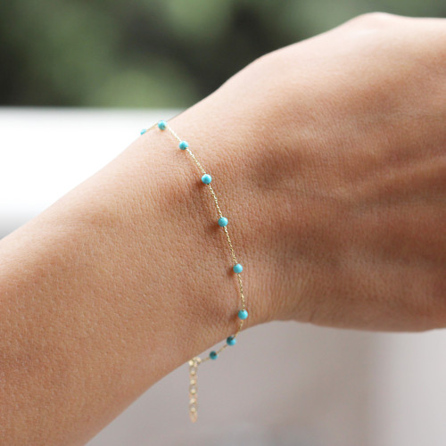 Glorria 14k Solid Gold Turquoise Pave Bracelet Glorria 14k Solid Gold Turquoise Pave Bracelet