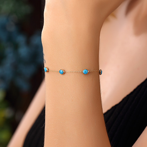 Glorria 14k Solid Gold Turquoise Bracelet Glorria 14k Solid Gold Turquoise Bracelet