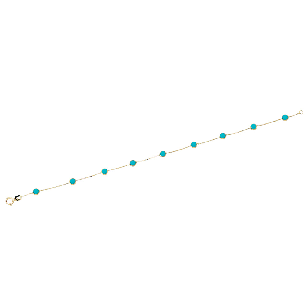 Glorria 14k Solid Gold Turquoise Bracelet