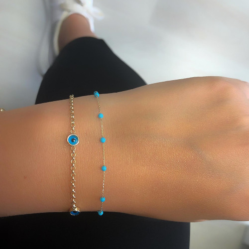 Glorria 14k Solid Gold Eye Bead Bracelet Glorria 14k Solid Gold Eye Bead Bracelet