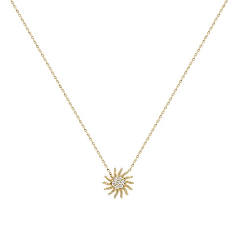 Glorria 14k Solid Gold Sun Necklace