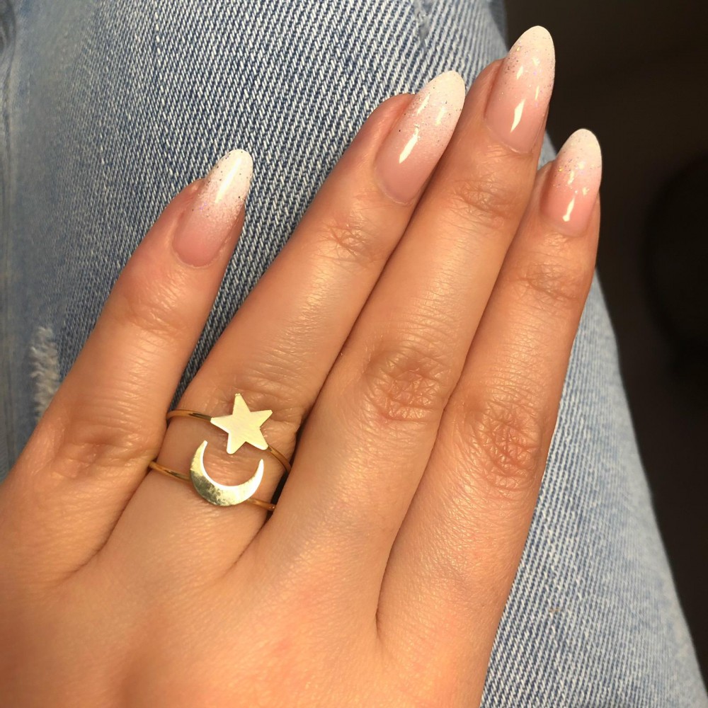 Glorria 14k Solid Gold Crescent Ring