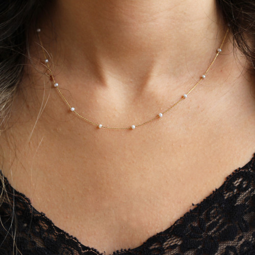 Glorria 14k Solid Gold Pearl Necklace Glorria 14k Solid Gold Pearl Necklace