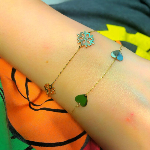 Glorria 14k Solid Gold Heart Bracelet Glorria 14k Solid Gold Heart Bracelet