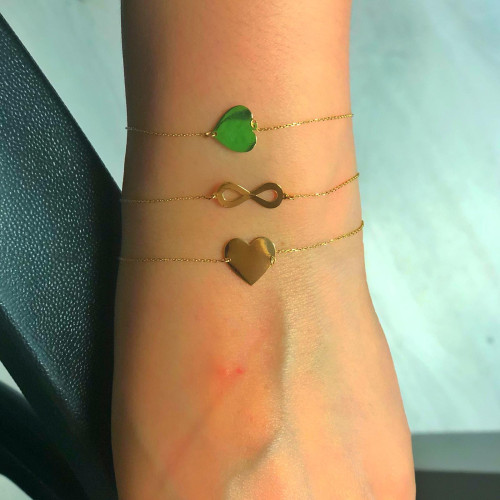 Glorria 14k Solid Gold Heart Bracelet Glorria 14k Solid Gold Heart Bracelet