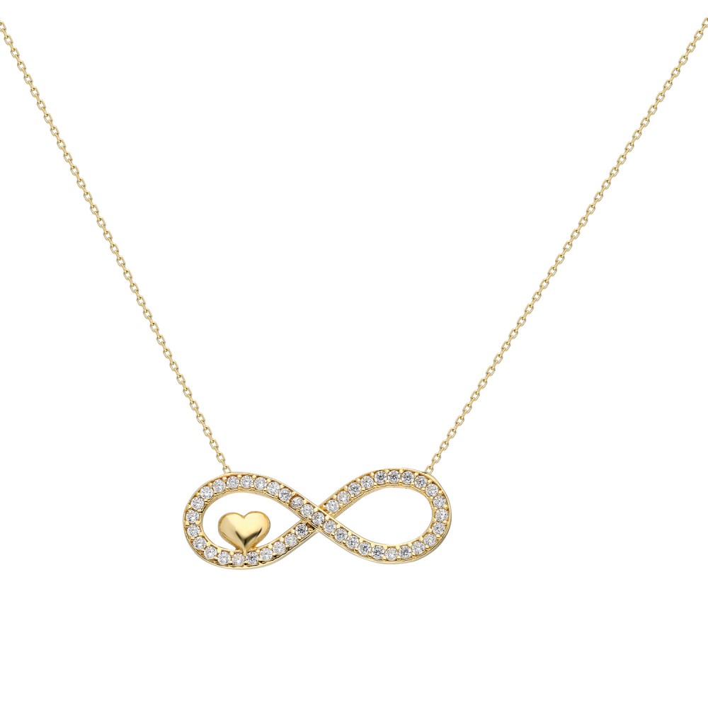 Glorria 14k Solid Gold Heart Infinity Necklace