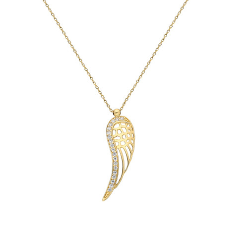 Glorria 14k Solid Gold Angel Wing Necklace Glorria 14k Solid Gold Angel Wing Necklace