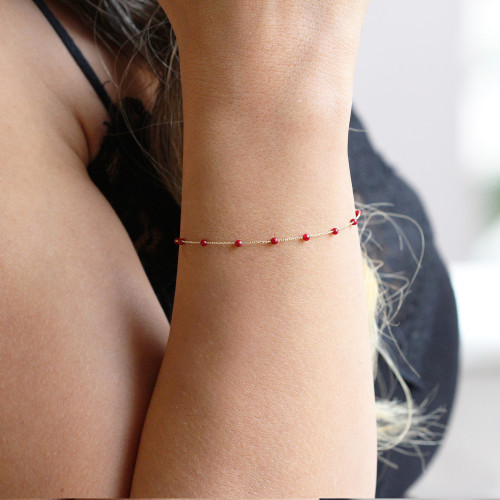 Glorria 14k Solid Gold Coral Pave Bracelet Glorria 14k Solid Gold Coral Pave Bracelet