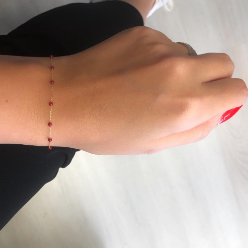 Glorria 14k Solid Gold Coral Pave Bracelet Glorria 14k Solid Gold Coral Pave Bracelet