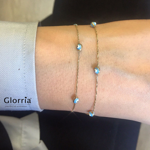 Glorria 14k Solid Gold Evil Eye Bracelet Glorria 14k Solid Gold Evil Eye Bracelet