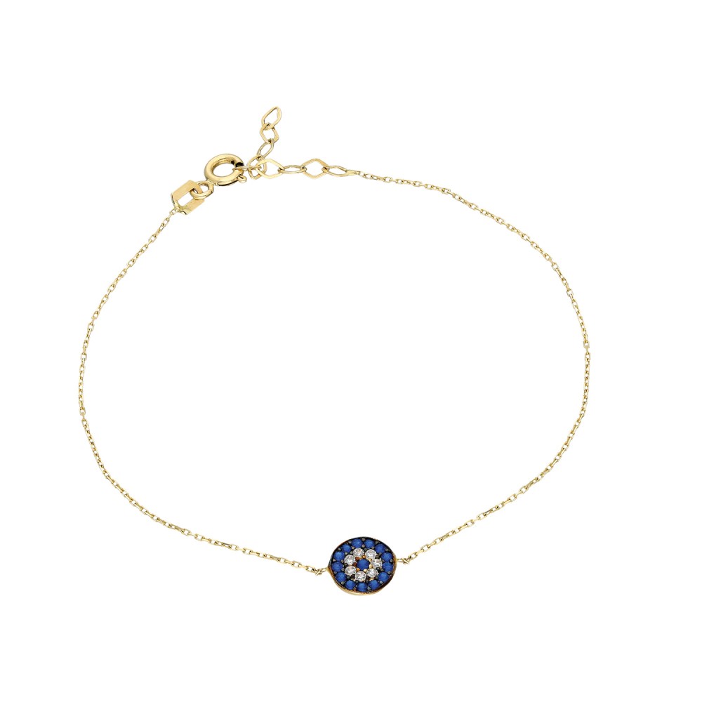 Glorria 14k Solid Gold Evil Eye Bead Bracelet