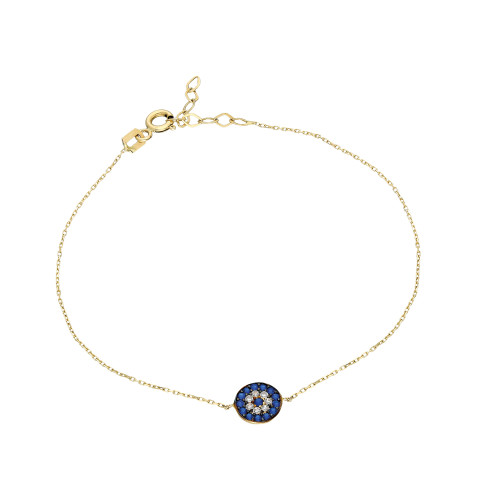 Glorria 14k Solid Gold Evil Eye Bead Bracelet Glorria 14k Solid Gold Evil Eye Bead Bracelet