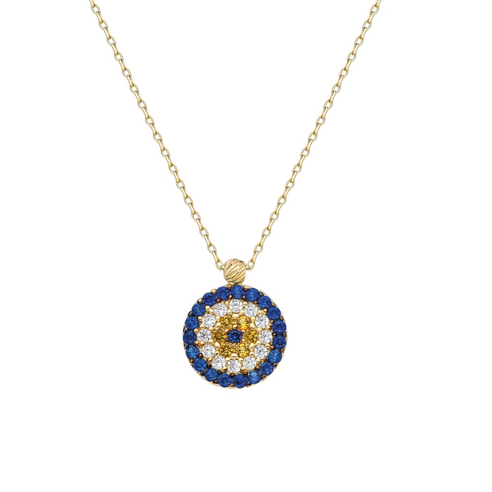 Glorria 14k Solid Gold Evil Eye Bead Necklace