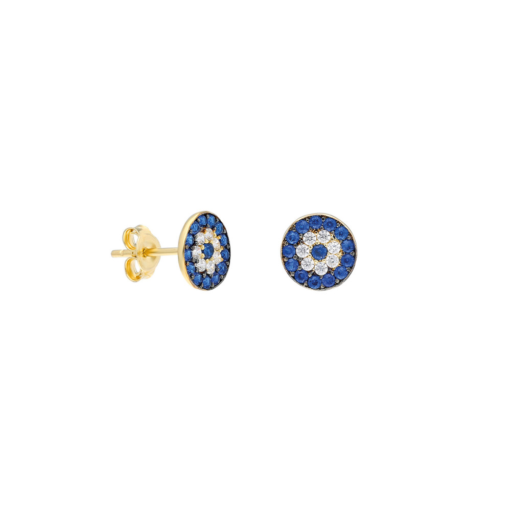 Glorria 14k Solid Gold Evil Eye Earrings