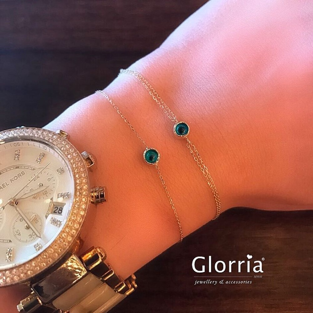 Glorria 14k Solid Gold Evil Eye Beaded Bracelet