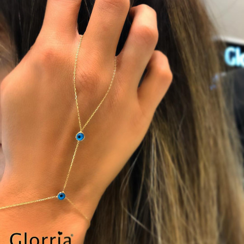 Glorria 14k Solid Gold Evil Eye Beaded Shahmaran Bracelet Glorria 14k Solid Gold Evil Eye Beaded Shahmaran Bracelet