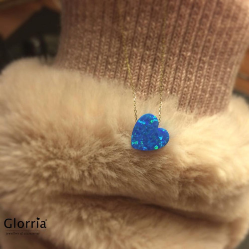 Glorria 14k Solid Gold Opal Heart Necklace Glorria 14k Solid Gold Opal Heart Necklace