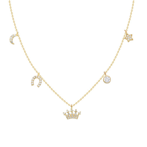 Glorria 14k Solid Gold Luck Necklace Glorria 14k Solid Gold Luck Necklace