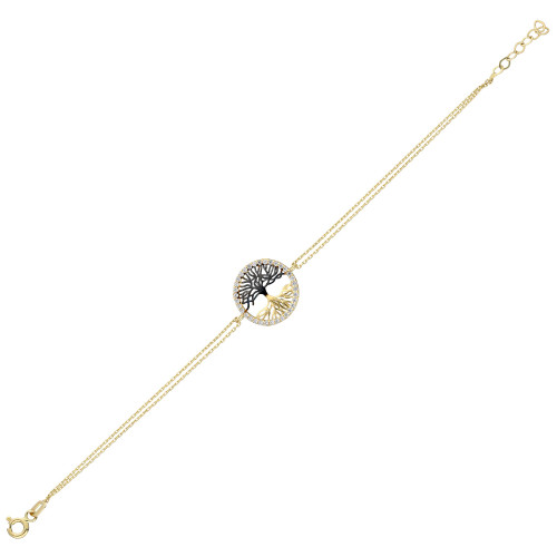 Glorria 14k Solid Gold Black Tree Bracelet Glorria 14k Solid Gold Black Tree Bracelet