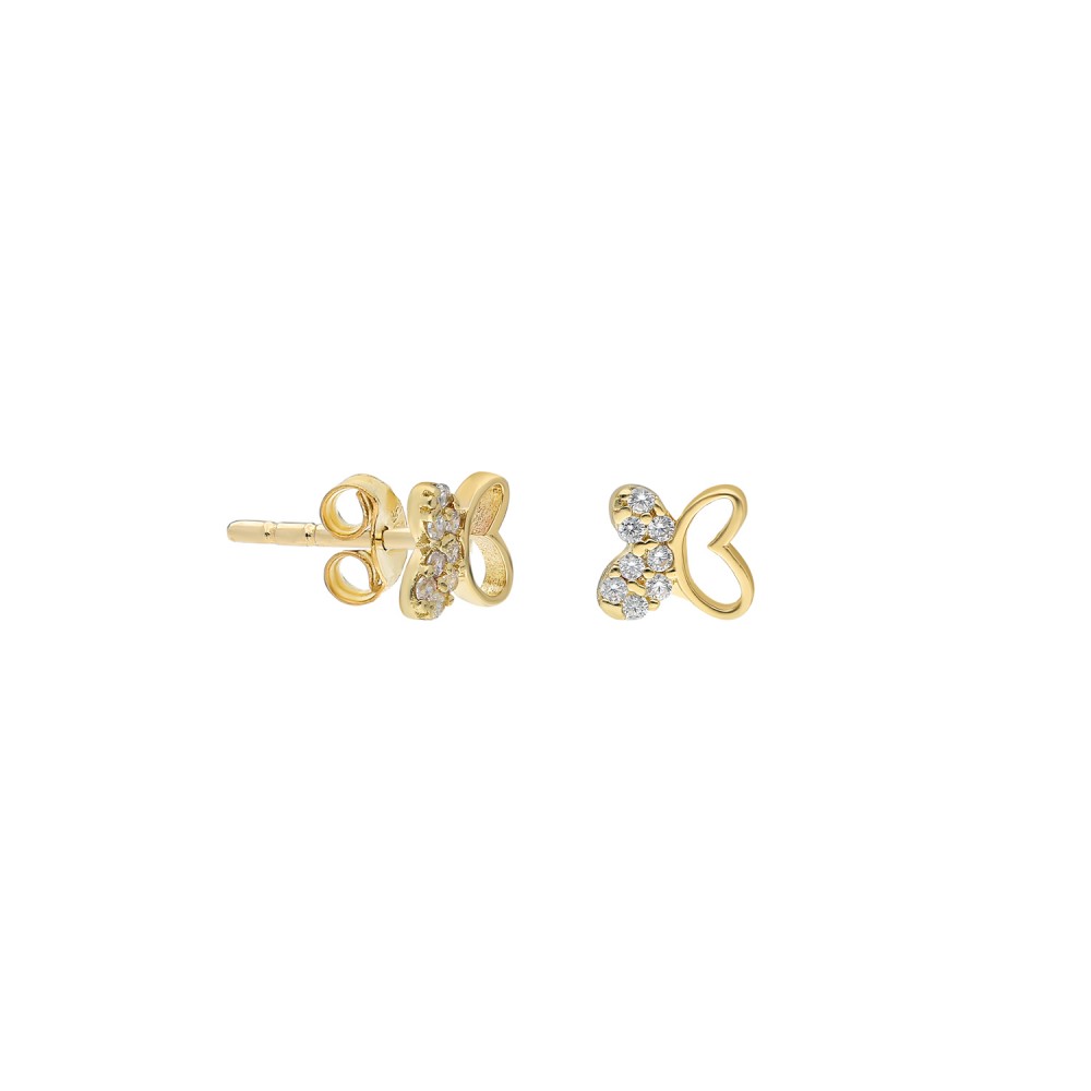 Glorria 14k Solid Gold Pave Butterfly Earring
