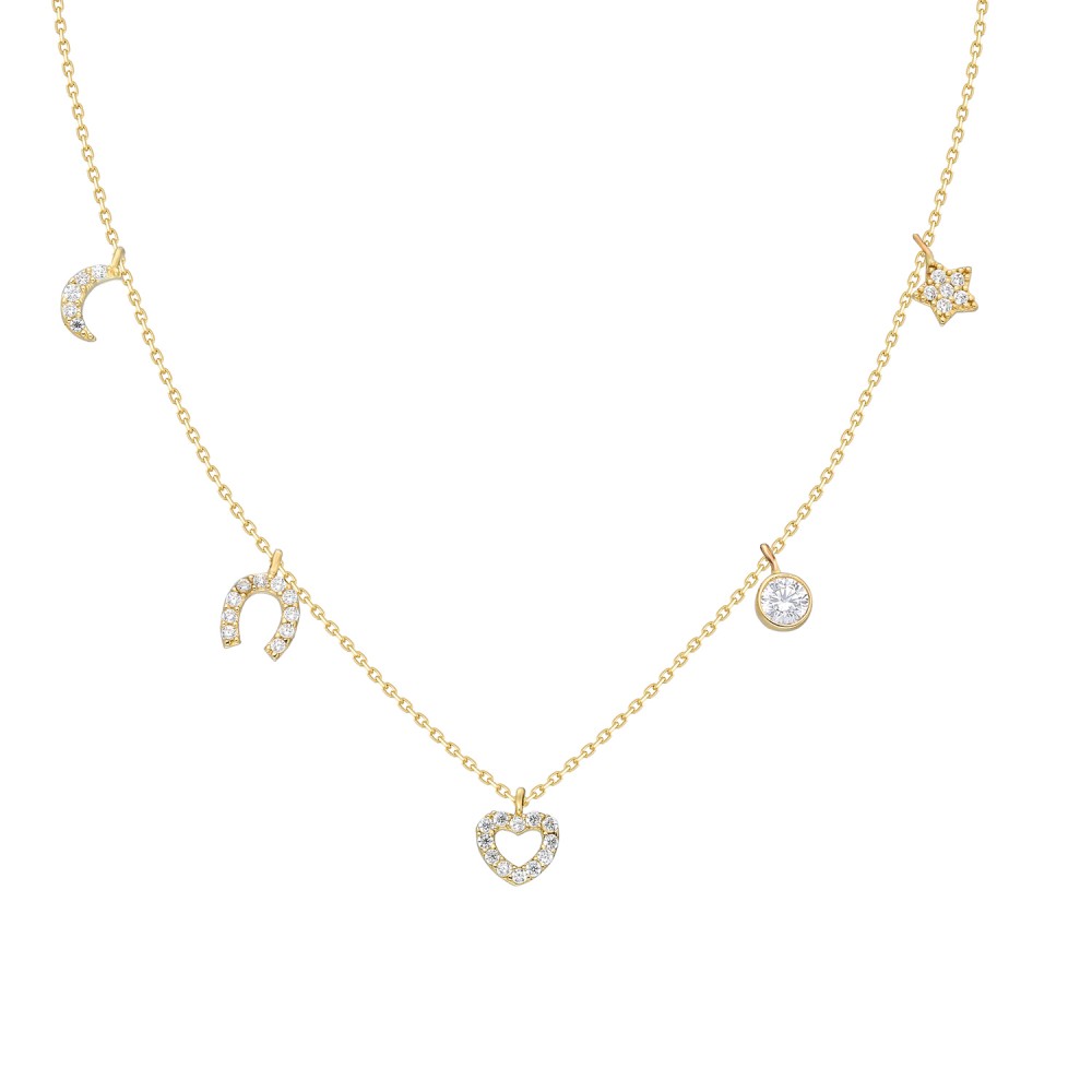 Glorria 14k Solid Gold Pave Chance Necklace