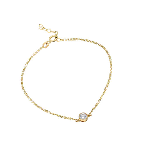 Glorria 14k Solid Gold Solitaire Bracelet Glorria 14k Solid Gold Solitaire Bracelet