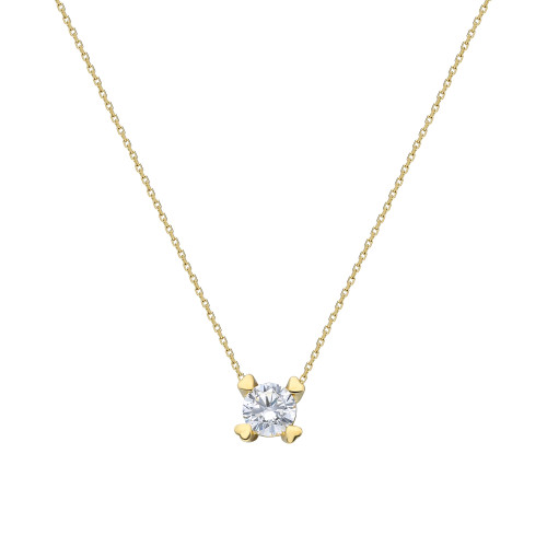 Glorria 14k Solid Gold Solitaire Necklace Glorria 14k Solid Gold Solitaire Necklace