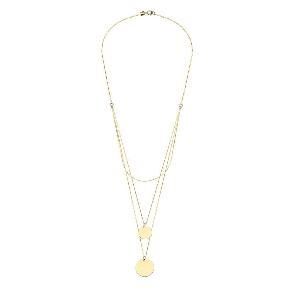 Glorria 14k Solid Gold Three Combine Plate Necklace