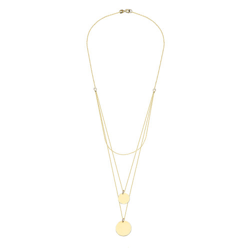Glorria 14k Solid Gold Three Combine Plate Necklace