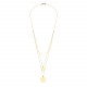 Glorria 14k Solid Gold Three Combine Plate Necklace