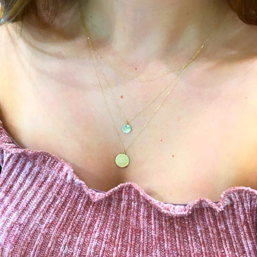 Glorria 14k Solid Gold Three Combine Plate Necklace Glorria 14k Solid Gold Three Combine Plate Necklace