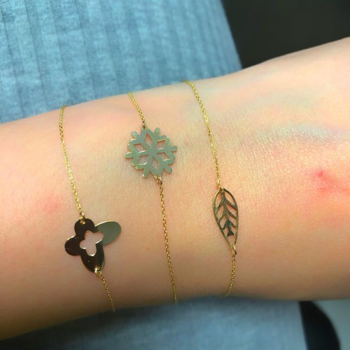 Glorria 14k Solid Gold Leaf Bracelet Glorria 14k Solid Gold Leaf Bracelet