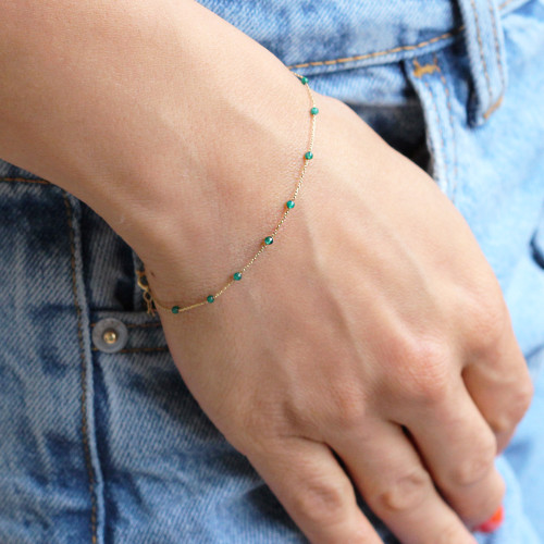 Glorria 14k Solid Gold Jade Pave Bracelet Glorria 14k Solid Gold Jade Pave Bracelet