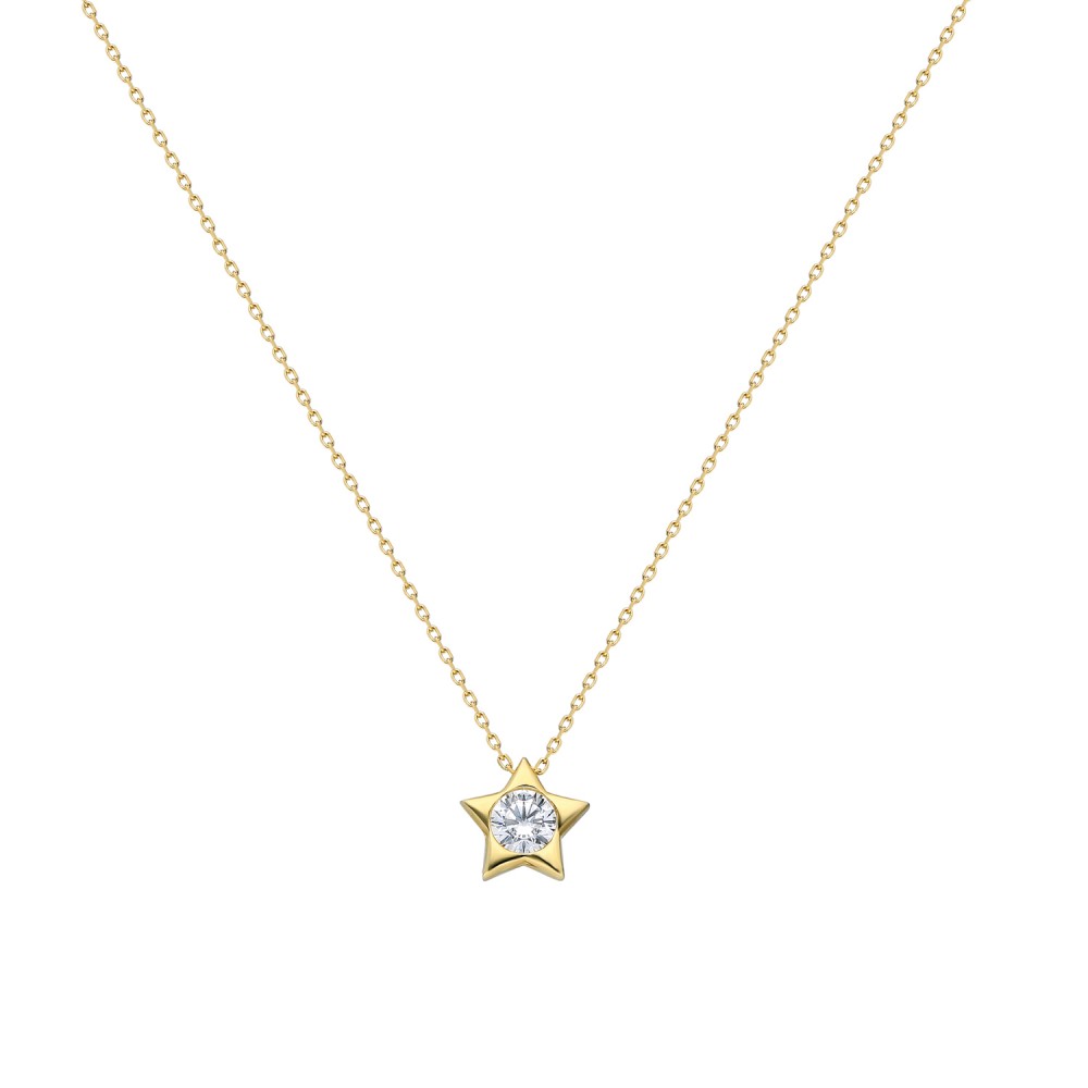 Glorria 14k Solid Gold Star Necklace