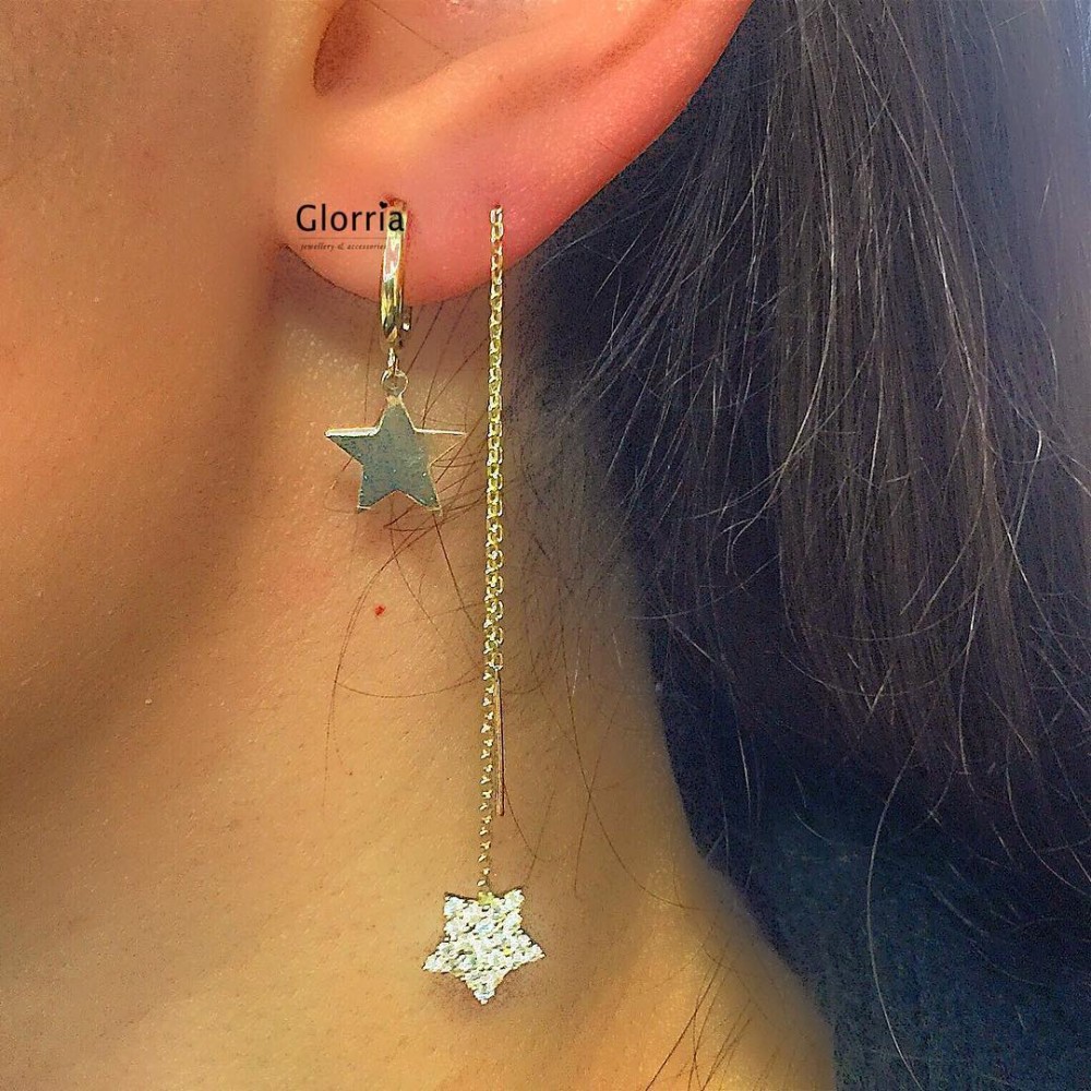 Glorria 14k Solid Gold Star Earring